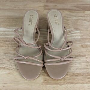 Schutz | Nude Strappy Block Heel Sandal Size 7B